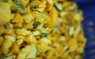 Chopped vegetables For curry preparation In the Akshaya Patra kitchen of jaipur